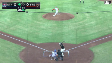 Tanner Thach doubles (1) on a line drive to left fielder Myles Naylor. Wilder Dalis scores.