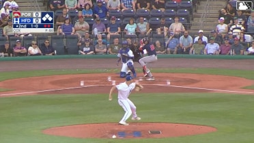 Catcher Bryant Betancourt picks off Matt Fraizer at 3rd on throw to third baseman Dyan Jorge.