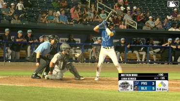 Eduardo Garcia singles on a ground ball to left fielder Brendan Jones. Blake Burke scores.