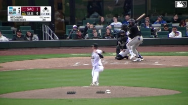 Victor Bericoto singles on a ground ball to center fielder Nelson Rada. Buddy Kennedy scores.