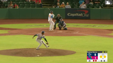 Braedon Karpathios triples (1) on a sharp line drive to right fielder Lucas Spence. Ethan Salas scores.