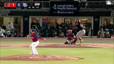 Andrés Chaparro homers (1) on a fly ball to left field.