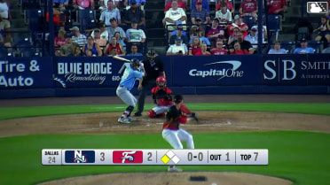 Jorge Burgos out on a sacrifice fly to left fielder Riley Tirotta. Nick Goodwin scores.