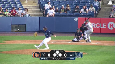 Adrian Santana homers (3) on a fly ball to left field.