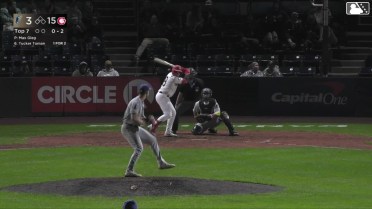 Tucker Toman triples (1) on a sharp fly ball to center fielder Anthony Scull.