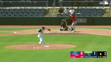 Jonathon Long doubles (28) on a sharp line drive to center fielder Patrick Clohisy. Brett Bateman scores.