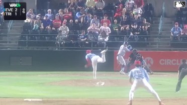 Luis Suisbel doubles (19) on a sharp line drive to center fielder Hayden Alvarez. Austin St. Laurent scores.