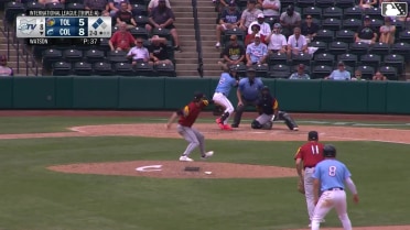 Milan Tolentino out on a sacrifice fly to center fielder Trei Cruz.