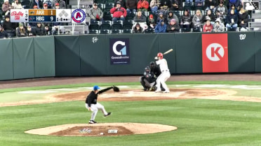 Sam Petersen doubles (3) on a line drive to left fielder Wuilfredo Antunez. Branden Boissiere scores.