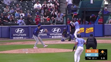 William Simoneit singles on a line drive to center fielder Cristian Pache. Jonatan Clase scores.