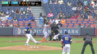 Aron Estrada out on a sacrifice fly to left fielder Nick Mitchell. Frederick Bencosme scores.