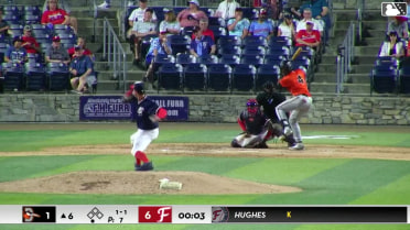 Stiven Martinez triples (1) on a fly ball to right fielder Jack Moroknek.
