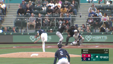Nick Pratto doubles (18) on a line drive to center fielder Stuart Fairchild. Rosman Verdugo scores.