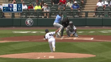 Carter Cunningham singles on a line drive to right fielder Luis Durango. Hedbert Perez scores.