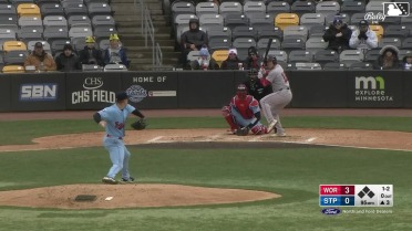 Nate Eaton homers (1) on a fly ball to left center field.