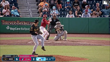 Juan Villavicencio triples (2) on a line drive to left fielder Estuar Suero. Griffin Burkholder scores.