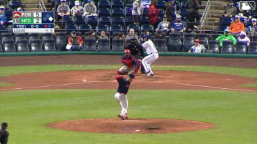 Jimmy Obertop doubles (3) on a line drive to left fielder Max Ferguson. Zach Kokoska scores.