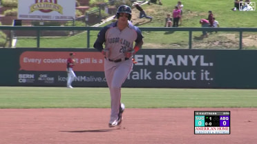 Bligh Madris slugs a leadoff home run to right field