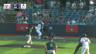 Carter Beck triples (1) on a sharp line drive to right fielder Maxton Martin. Colin Burgess scores.