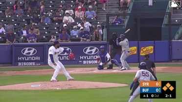 Andy Ibáñez singles on a ground ball to center fielder Jonatan Clase. Ji Hwan Bae scores. Nick Morabito scores. Ryan Clifford to 2nd.