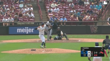 Derlin Figueroa triples (1) on a sharp line drive to center fielder Braylon Payne. Luke Pelzer scores. Jose Cerice scores.