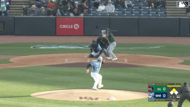 Mike Sirota doubles (1) on a ground ball to left fielder Patrick Lee. Charles Davalan scores.