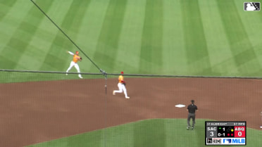 Owen Miller makes a behind-the-back scoop