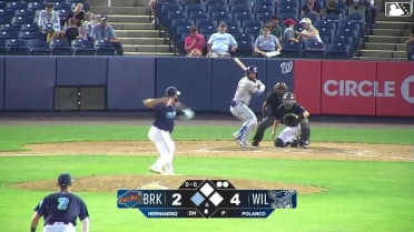 Catcher Kevin Bazzell picks off Sam Biller at 3rd on throw to third baseman Randal Diaz.