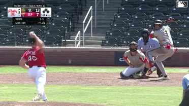 Christian Moore grounds into a double play, second baseman Marcos Castañon to shortstop Gage Workman to first baseman Nick Pratto. Omar Martinez out at 2nd. Christian Moore out at 1st.