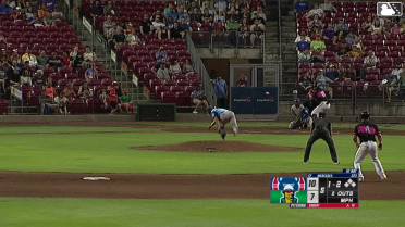 Yasser Mercedes doubles (8) on a fly ball to left fielder Jose Escobar. Graham Brown scores.