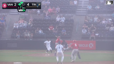 J.R. Freethy flies out to left fielder Caleb Bartolero in foul territory. Matt Scannell scores.