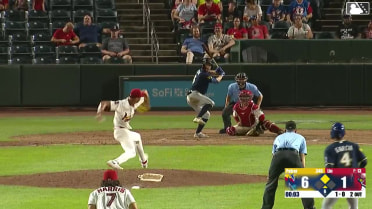 Luke Pelzer triples (1) on a line drive to right fielder Won-Bin Cho. Maikel Garcia scores.