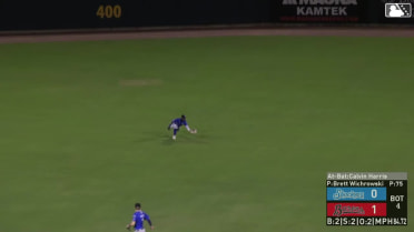 Luis Lara charges in and makes a diving catch