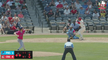 Shane Sasaki singles on a sharp line drive to left fielder Emaarion Boyd. Cam Collier scores. Ruben Ibarra to 2nd.