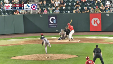 Cortland Lawson flies into a double play, left fielder Titus Dumitru to shortstop Keiner Delgado to second baseman Matt King. Sam Brown out at 2nd.
