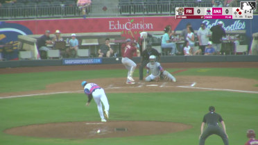 Marcus Lee Sang singles on a ground ball to center fielder Druw Jones. Orlando Martinez scores. Julian Brock to 2nd.
