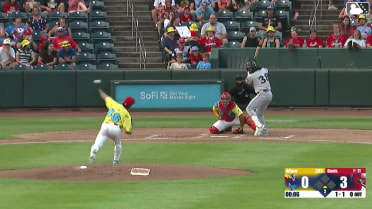 Jorge Alfaro homers (12) on a fly ball to left field.