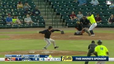 Stone Russell singles on a ground ball to right fielder Stiven Martinez. Yandel Ricardo scores.