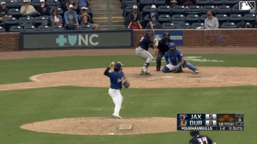 Nathan Martorella out on a sacrifice fly to center fielder Homer Bush Jr. Jacob Berry scores.