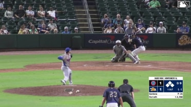 Mac Horvath out on a sacrifice fly to center fielder Andy Garriola. Brayden Taylor scores.