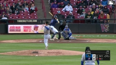 Tayden Hall homers (2) on a fly ball to center field.