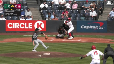 Jacob Sharp out on a sacrifice fly to left fielder Carlos Gutierrez. J.R. Freethy scores.