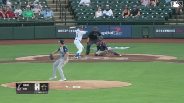 Trevor Hauver out on a sacrifice fly to left fielder Zach Dezenzo. Diego Castillo scores.