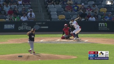 Kyler Fedko doubles (13) on a line drive to left fielder Will Benson. Walker Jenkins scores.