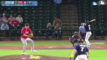 Daniel Vazquez singles on a ground ball to second baseman Jake Rucker. Brett Squires scores.