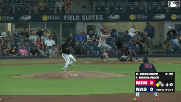 Noah Mendlinger out on a sacrifice fly to left fielder Tyler Black. Trey Paige scores.
