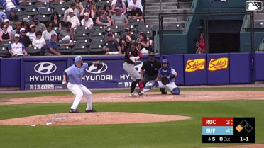 Phillip Glasser singles on a ground ball to right fielder Charles McAdoo. Leandro Pineda scores.