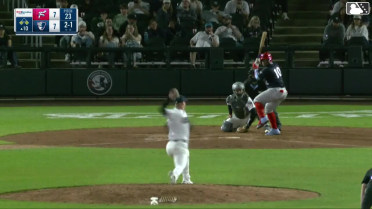 Aroon Escobar out on a sacrifice fly to right fielder Garrett Martin. Dante Nori scores.