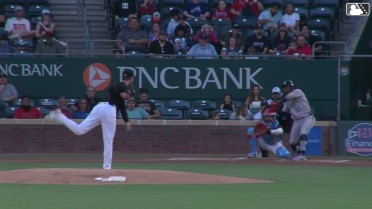 Ozzie Albies rips a base hit 