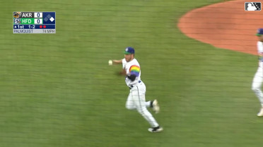 Kyle Datres makes a juggling catch